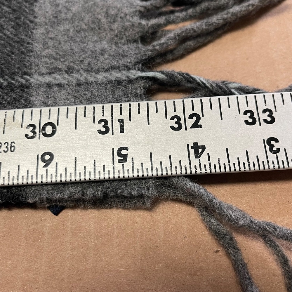 Vintage Gap Gray/Navy Plaid Wool Scarf 63"x 13" Cozy Neck Warmer Fringed Itay - Picture 4 of 8